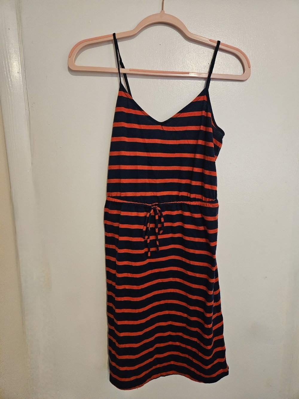 Old Navy Navy and Red Striped V-Neck Dress